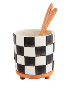 Checkered Utensil Crock