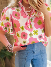 Load image into Gallery viewer, Floral Ruffle Button Down
