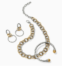 Load image into Gallery viewer, Brighton Pebble Link Two Tone Post Drop Earrings
