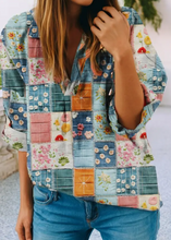 Load image into Gallery viewer, Curvy Patterned Collared Top
