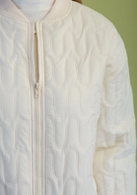 Load image into Gallery viewer, Ivory Quilted Bomber Jacket
