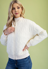 Load image into Gallery viewer, Ivory Quilted Bomber Jacket
