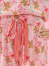 Load image into Gallery viewer, Gingerbread Bow Pajama Set
