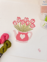 Load image into Gallery viewer, Heart Flower Teapot Needlepoint Canvas
