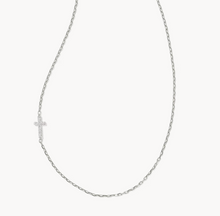 Load image into Gallery viewer, Kendra Scott Cross Inline Pave Necklace in Sterling Silver
