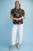 Load image into Gallery viewer, Black Floral Puff Sleeve Top
