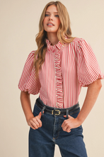 Load image into Gallery viewer, Striped Ruffle Top
