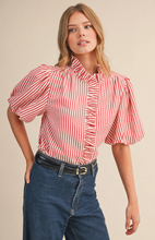 Load image into Gallery viewer, Striped Ruffle Top
