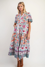 Load image into Gallery viewer, Curvy Midi Mixed Print Dress
