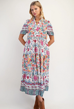 Load image into Gallery viewer, Curvy Midi Mixed Print Dress
