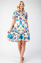 Load image into Gallery viewer, Curvy Button Down Print Dress
