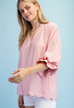 Load image into Gallery viewer, Curvy Scalloped Hem Blouse
