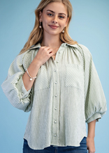 Load image into Gallery viewer, Curvy Striped Button Down
