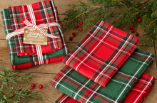 Load image into Gallery viewer, Boughs of Holly Plaid Kitchen Towel Set
