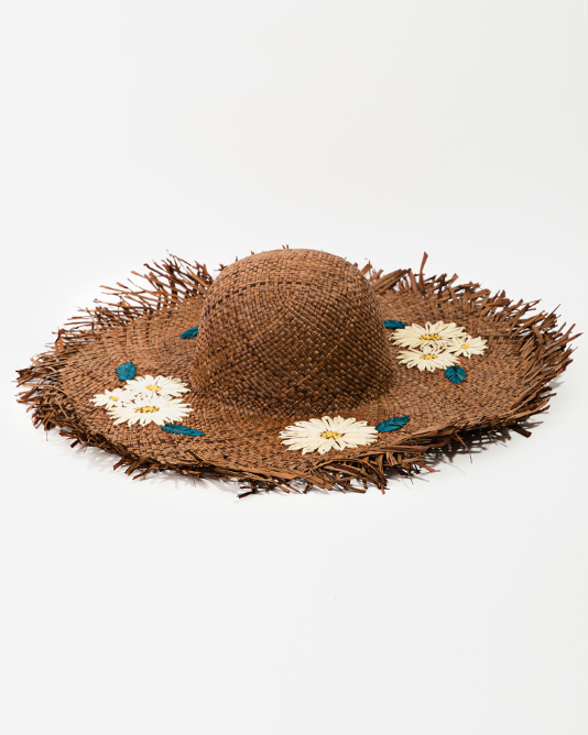 Flower Print Raffia Sun Hat – Hartz Honey Hole