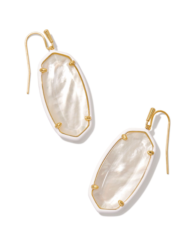 Kendra Scott Gold Elle Enamel Framed Drop Earrings In Ivory