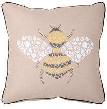 Load image into Gallery viewer, Floral Bee Embroidered Pillow
