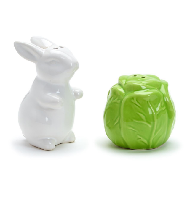 Easter Bunny and Cabbage Salt/Pepper Shakers