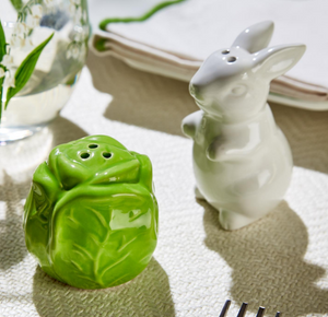 Easter Bunny and Cabbage Salt/Pepper Shakers