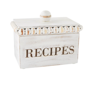 White Beaded Recipe Box