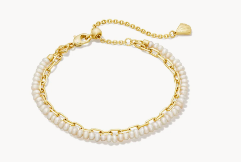 Kendra Scott Lolo Strand Bracelet in Gold White Pearl