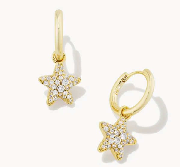 Kendra Scott Jae Star Huggie Earrings in White Crystal