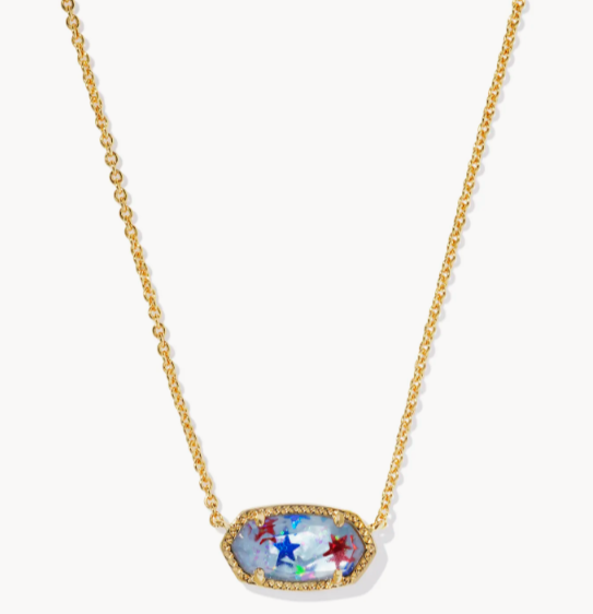 Kendra Scott Elisa Necklace in Gold Red, White, Blue Mix