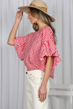 Load image into Gallery viewer, Gingham Ruffle Sleeve Top
