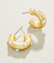 Load image into Gallery viewer, Chubby Pearl Hoop Earrings
