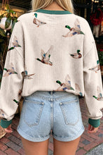 Load image into Gallery viewer, Beige Ribbed Duck Print Crewneck
