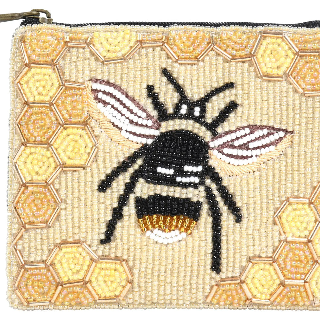 Beaded Bee Coin Pouch