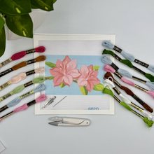 Load image into Gallery viewer, Azaleas Needlepoint Kit (on blue)
