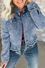 Load image into Gallery viewer, Ruffle Denim Jacket
