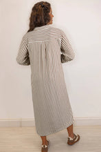 Load image into Gallery viewer, Brown Stripe Midi Shirt Dress
