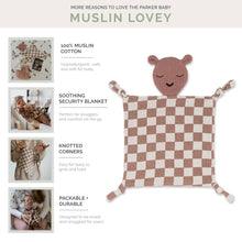 Load image into Gallery viewer, 100% Muslin Lovey - Rosewood Checker

