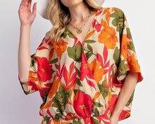 Load image into Gallery viewer, Floral Print Peach Woven Top
