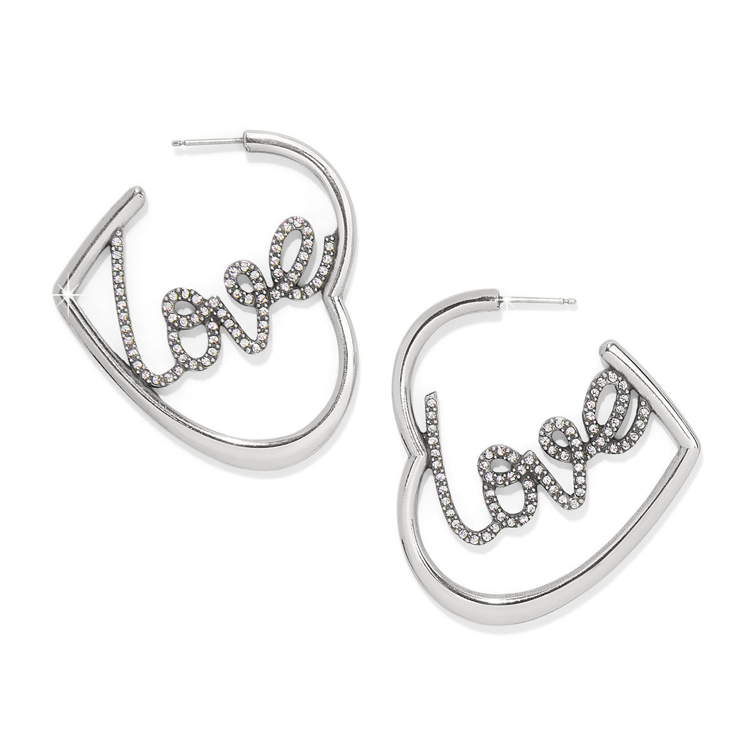 Brighton Love Script Sparkle Hoop Earrings