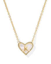Load image into Gallery viewer, Kendra Scott Heart Letter Pendant Necklace in Gold
