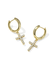 Load image into Gallery viewer, Kendra Scott Cross Crystal Huggie Earrings
