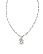 Load image into Gallery viewer, Kendra Scott Crystal Letter Short Pendant Necklace in Silver
