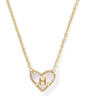 Load image into Gallery viewer, Kendra Scott Heart Letter Pendant Necklace in Gold
