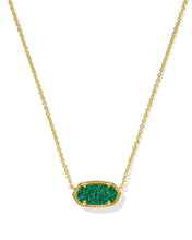 Load image into Gallery viewer, Kendra Scott Gold Elisa Necklace in Emerald Drusy
