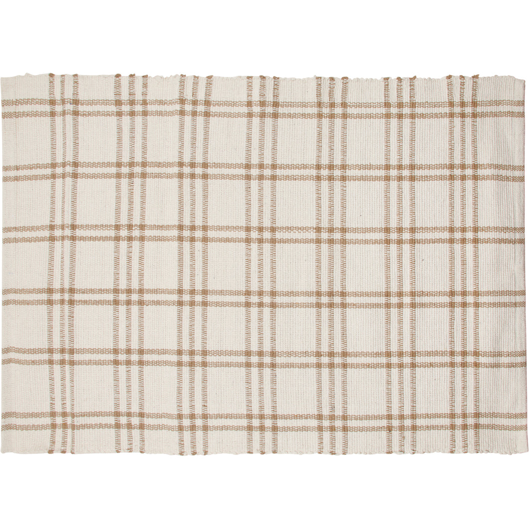 Cream Plaid Farmhouse Rug