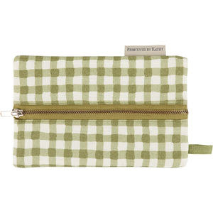 Green Gingham Pencil Pouch