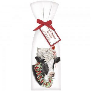 Holiday Chicken On Cow Towel Set