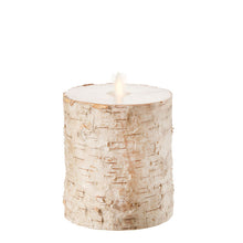 Load image into Gallery viewer, Moving Flame Birch Wrapped Pillar Candle
