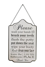 Load image into Gallery viewer, Bathroom Rules Metal Sign

