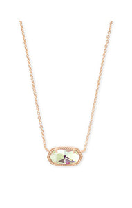 Kendra Scott Elisa Rose Gold Pendant Necklace In Dichroic Glass
