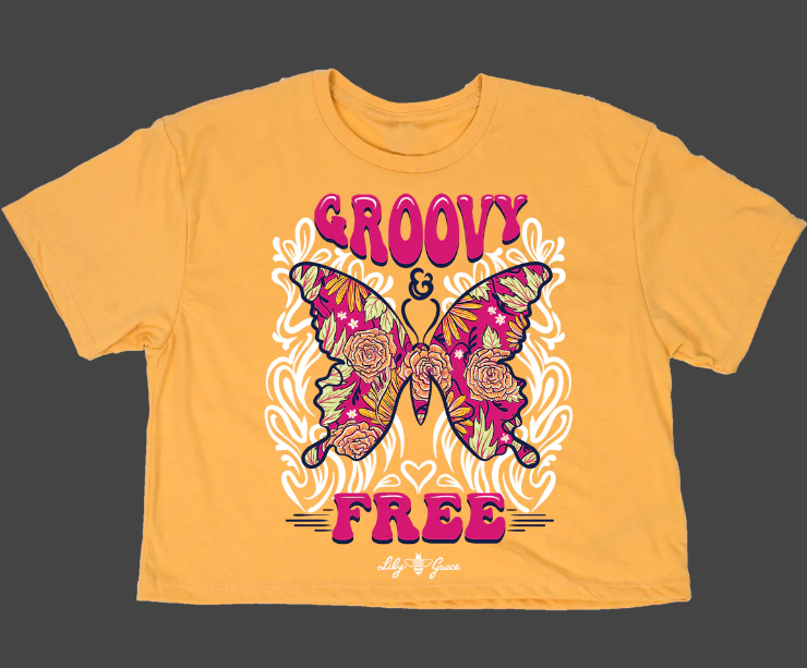 Groovy Butterfly Cropped Top