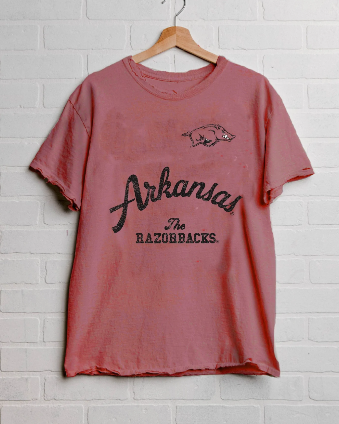 Curvy Arkansas Razorbacks Thrifted T-Shirt